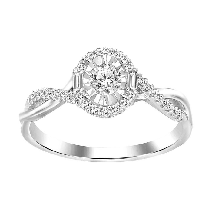 LADIES RING 1/4 CT ROUND DIAMOND 10K WHITE GOLD