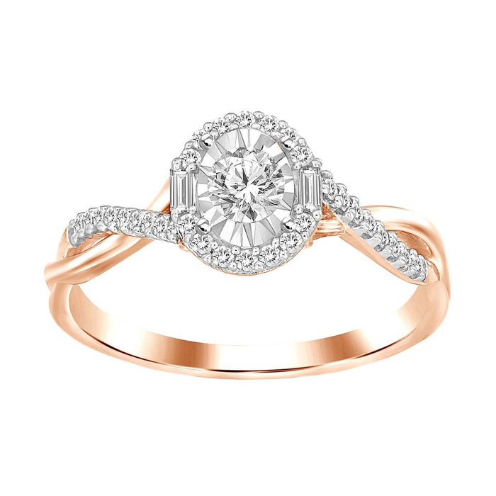 LADIES RING 1/4 CT ROUND DIAMOND 10K ROSE GOLD