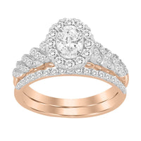 Thumbnail for LADIES BRIDAL RING SET 1 CT ROUND DIAMOND 14K ROSE GOLD