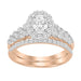 LADIES BRIDAL RING SET 1 CT ROUND DIAMOND 14K ROSE GOLD