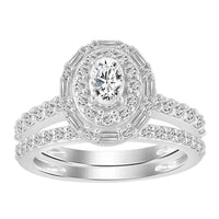 Thumbnail for LADIES BRIDAL RING SET 1 1/4 CT ROUND/BAGUETTE DIAMOND 14K WHITE GOLD