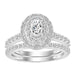 LADIES BRIDAL RING SET 1 1/4 CT ROUND/BAGUETTE DIAMOND 14K WHITE GOLD