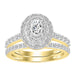 LADIES BRIDAL RING SET 1 1/4 CT ROUND/BAGUETTE DIAMOND 14K YELLOW GOLD