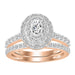 LADIES BRIDAL RING SET 1 1/4 CT ROUND/BAGUETTE DIAMOND 14K ROSE GOLD