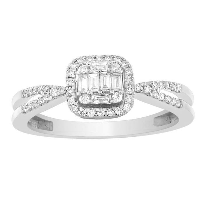 LADIES RING 1/3 CT ROUND DIAMOND 10K WHITE GOLD