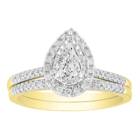Thumbnail for LADIES BRIDAL RING SET 5/8 CT ROUND/PEAR DIAMOND 14K YELLOW GOLD