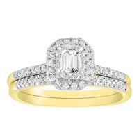 Thumbnail for LADIES BRIDAL RING SET 5/8 CT ROUND/EMERALD DIAMOND 14K YELLOW GOLD
