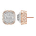 LADIES EARRING 1 CT ROUND/BAGUETTE DIAMOND 10K ROSE GOLD