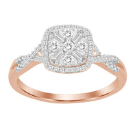 Thumbnail for LADIES RING 1/4 CT ROUND/BAGUETTE DIAMOND 10K ROSE GOLD