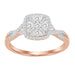 LADIES RING 1/4 CT ROUND/BAGUETTE DIAMOND 10K ROSE GOLD