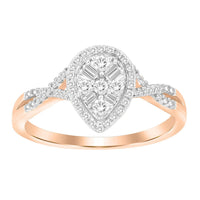 Thumbnail for LADIES RING 1/4 CT ROUND/BAGUETTE DIAMOND 10K ROSE GOLD
