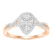 LADIES RING 1/4 CT ROUND/BAGUETTE DIAMOND 10K ROSE GOLD