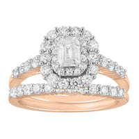 Thumbnail for LADIES BRIDAL RING SET 1 1/4 CT ROUND/EMERALD DIAMOND 14K ROSE GOLD
