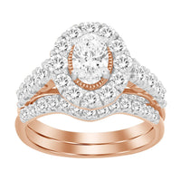 Thumbnail for LADIES BRIDAL RING SET 2 CT ROUND/OVAL DIAMOND 14K ROSE GOLD