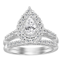 Thumbnail for LADIES BRIDAL RING SET 1 1/4 CT ROUND/PEAR DIAMOND 14K WHITE GOLD