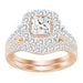 LADIES BRIDAL RING SET 2 CT ROUND/PRINCESS DIAMOND 14K ROSE GOLD