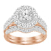 LADIES BRIDAL RING SET 2 CT ROUND/ROUND DIAMOND 14K ROSE GOLD