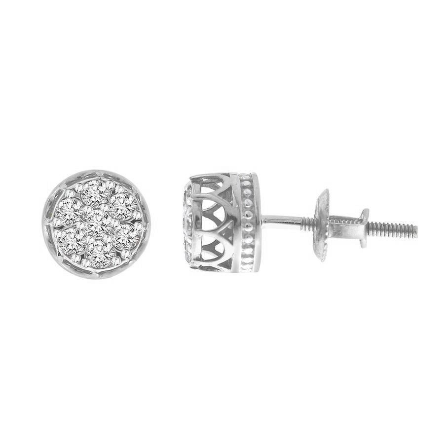 LADIES EARRING 1/6 CT ROUND DIAMOND 10K WHITE GOLD