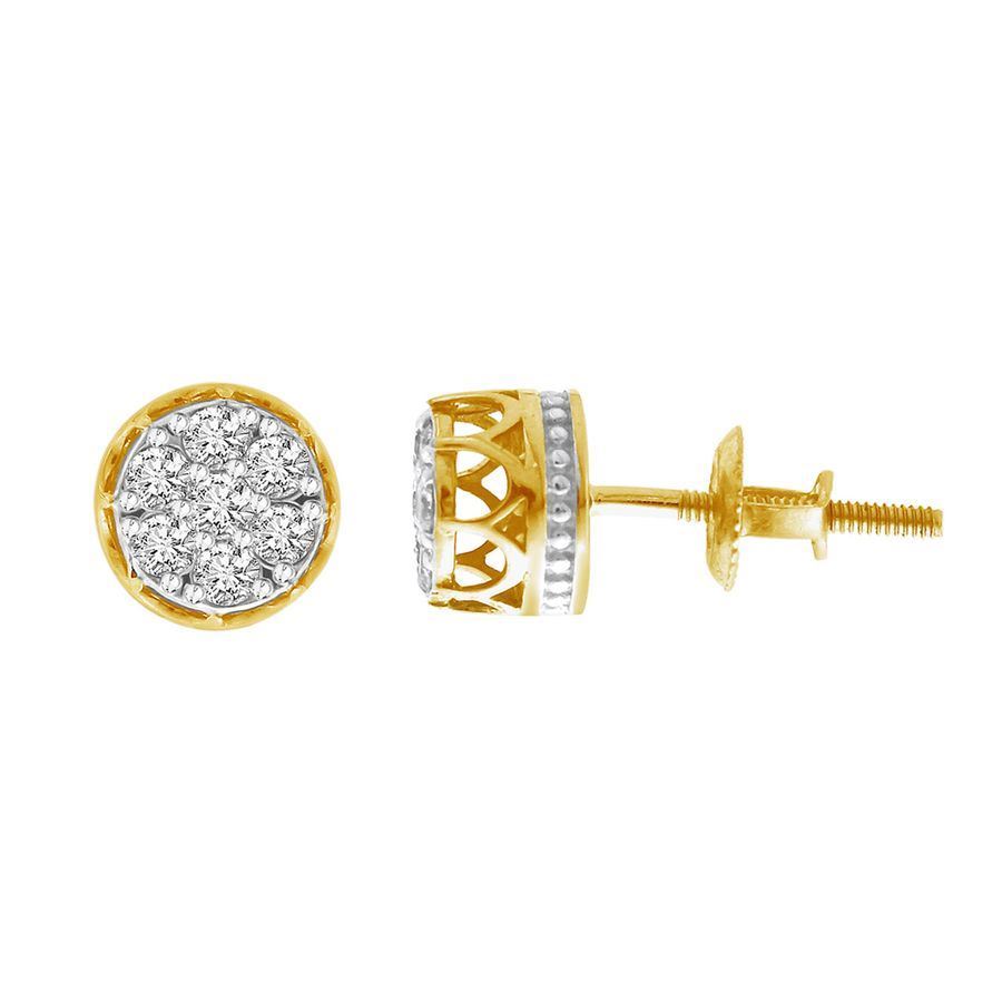 LADIES EARRING 1/3 CT ROUND DIAMOND 10K YELLOW GOLD