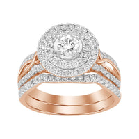 Thumbnail for LADIES BRIDAL RING SET 1 CT ROUND DIAMOND 14K ROSE GOLD