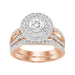 LADIES BRIDAL RING SET 1 CT ROUND DIAMOND 14K ROSE GOLD