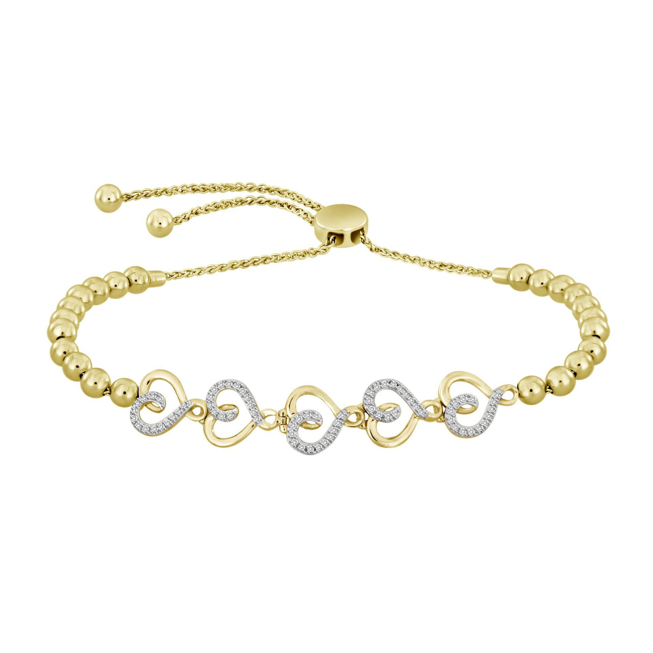LADIES BRACELET 1/6 CT ROUND DIAMOND SILVER YELLOW PLATED