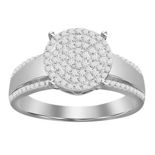 LADIES RING 1/3 CT ROUND DIAMOND 10K WHITE GOLD