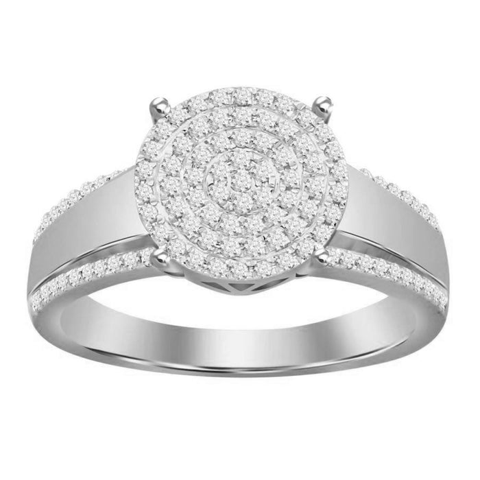 LADIES RING 1/3 CT ROUND DIAMOND 10K WHITE GOLD