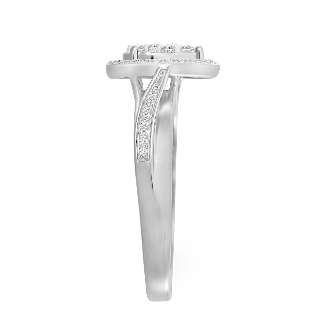 LADIES RING 1/4 CT ROUND DIAMOND 10K WHITE GOLD