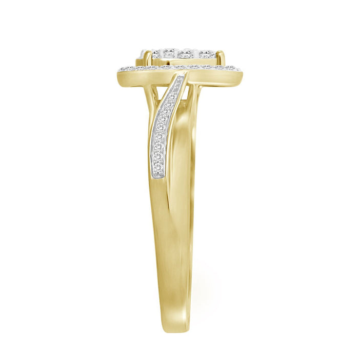 LADIES RING 1/4 CT ROUND DIAMOND 10K YELLOW GOLD