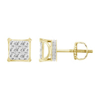 Thumbnail for MEN'S DIAMOND EARRINGS 1/4 CT ROUND DIAMOND 10K YELLOW GOLD