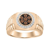 Thumbnail for MEN'S RING 1/2 CT WHITE/CHOCOLATE ROUND DIAMOND 10K ROSE GOLD