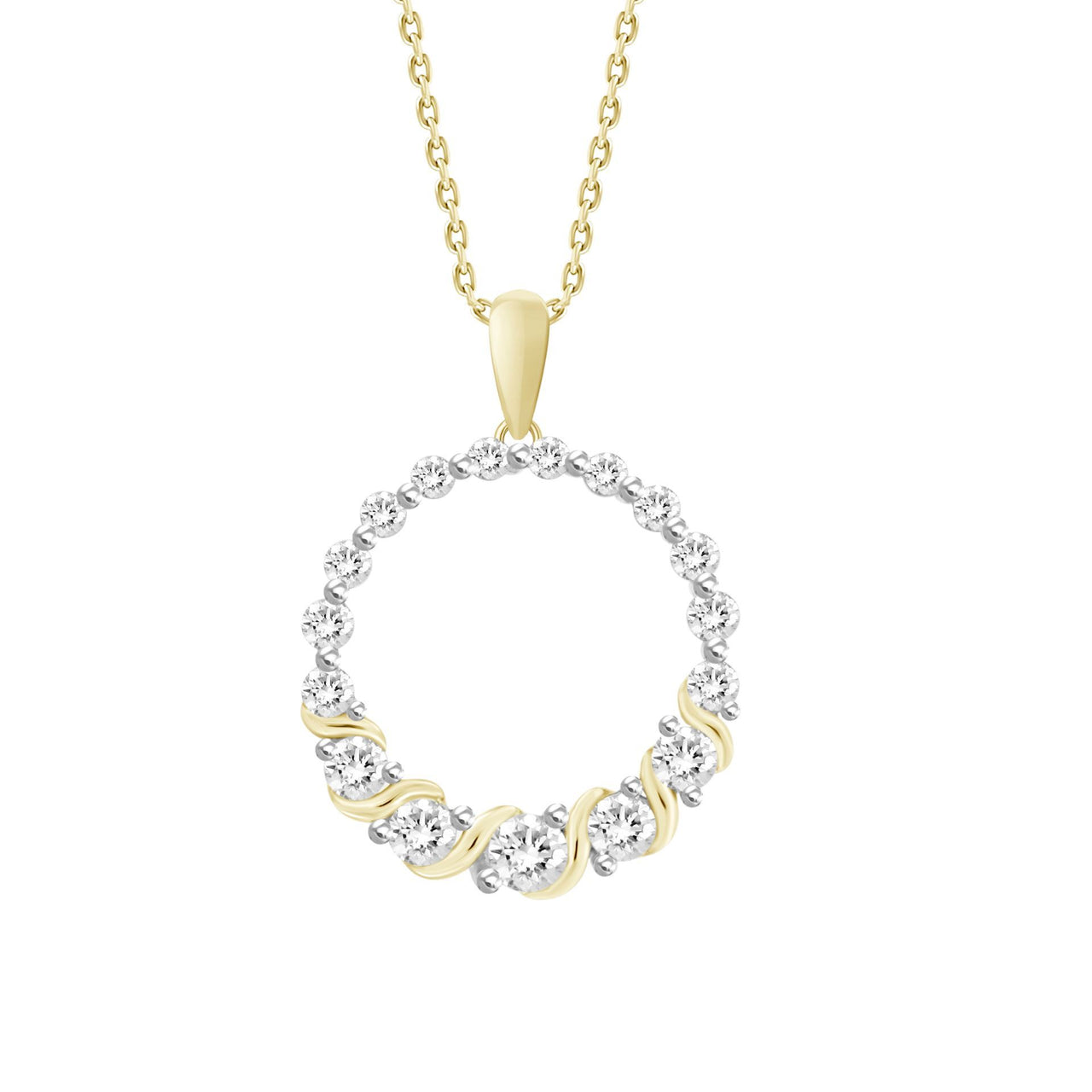 LADIES PENDANT 1/2 CT ROUND DIAMOND 10K YELLOW GOLD