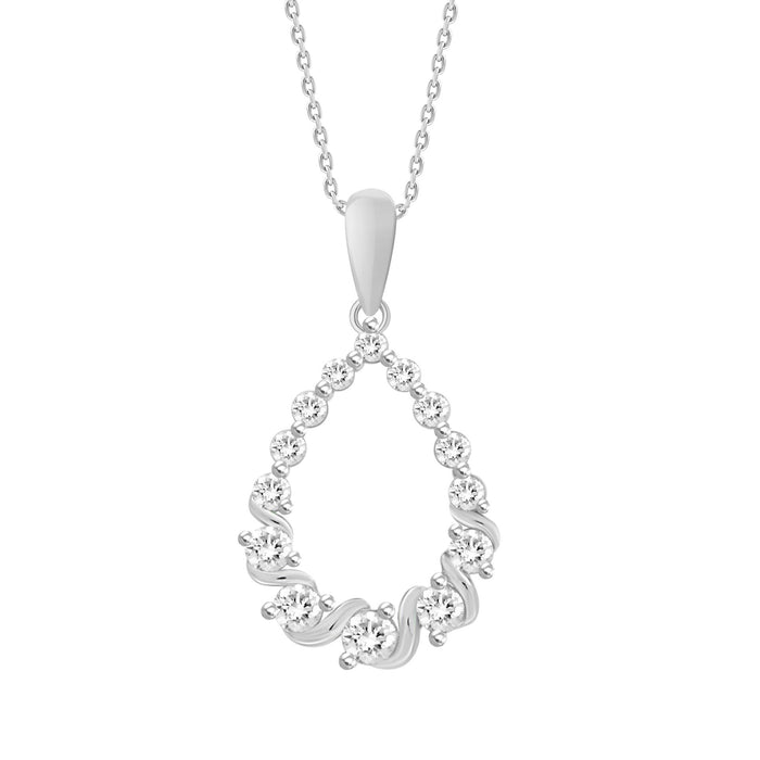 LADIES PENDANT 1/2 CT ROUND DIAMOND 10K WHITE GOLD