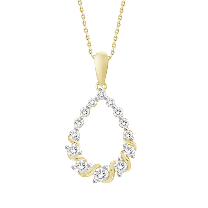 LADIES PENDANT 1/2 CT ROUND DIAMOND 10K YELLOW GOLD