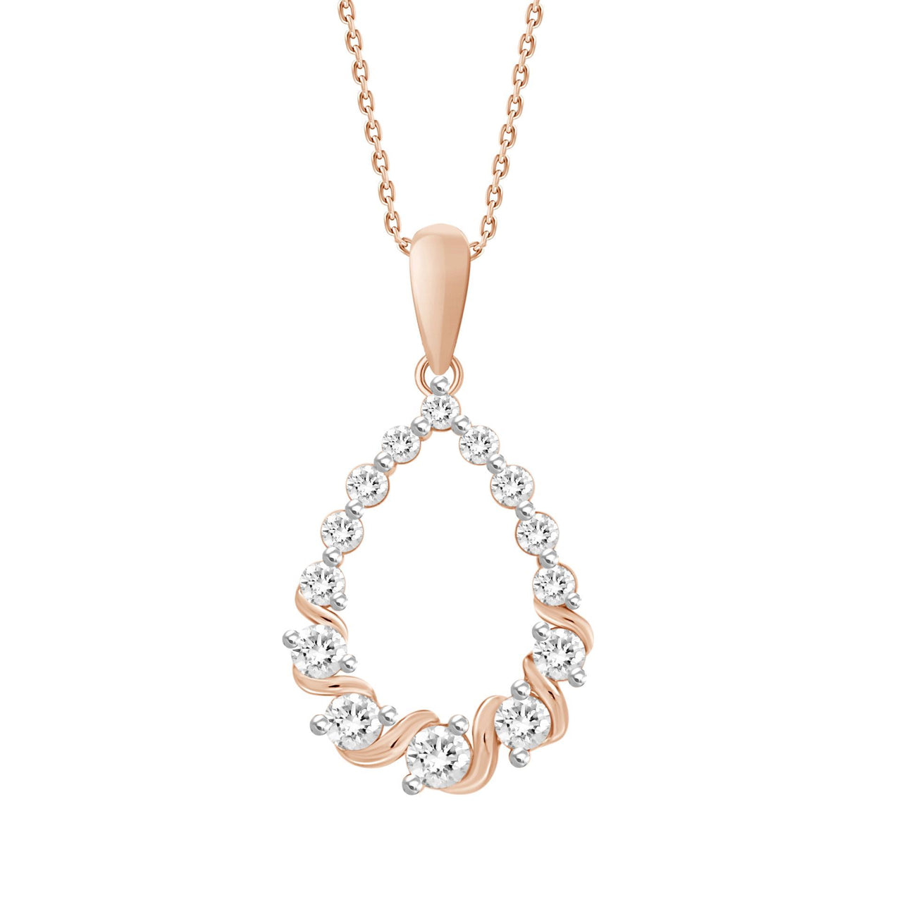 LADIES PENDANT 1/2 CT ROUND DIAMOND 10K ROSE GOLD