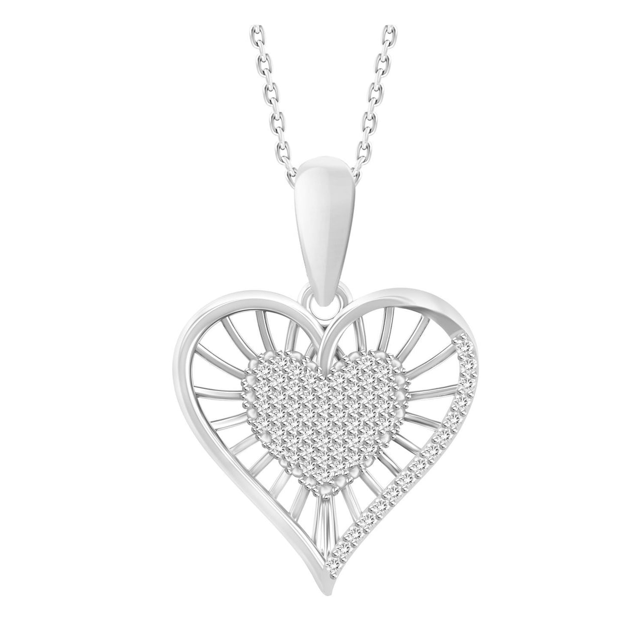 LADIES PENDANT 1/6 CT ROUND DIAMOND 10K WHITE GOLD