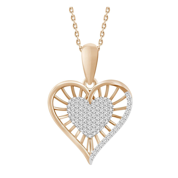 LADIES PENDANT 1/6 CT ROUND DIAMOND 10K ROSE GOLD