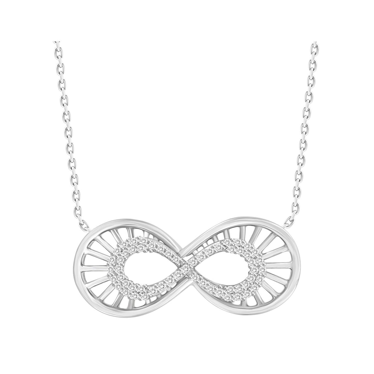 LADIES PENDANT 1/6 CT ROUND DIAMOND 10K WHITE GOLD