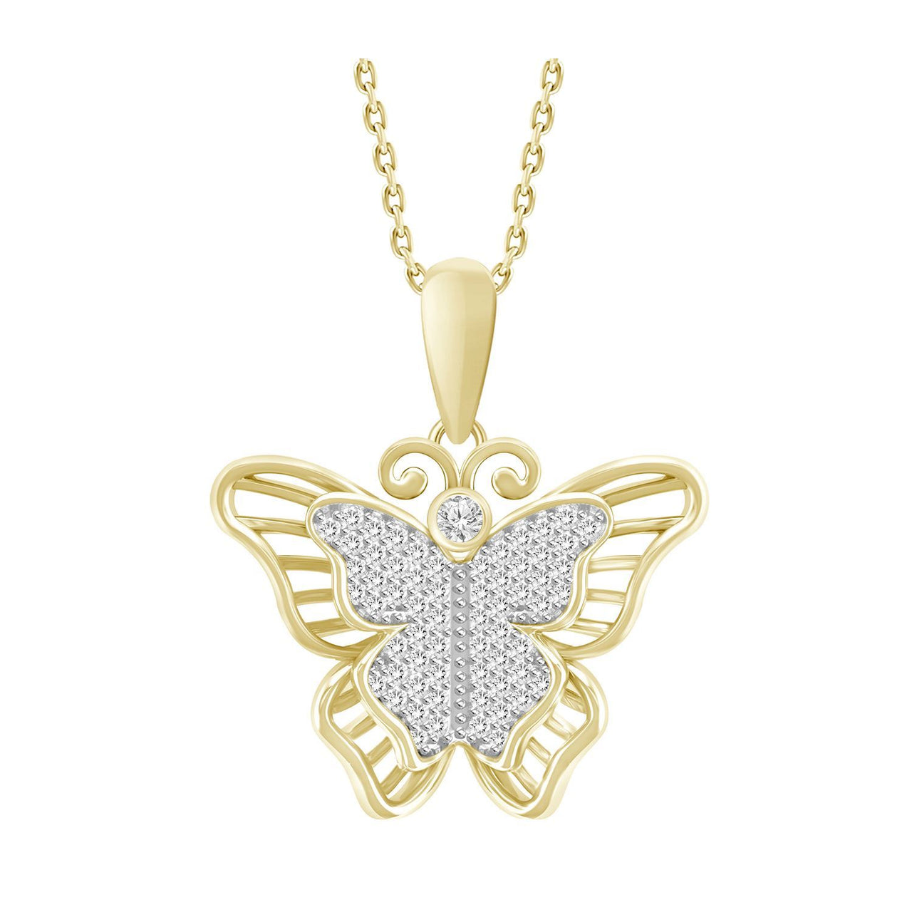 LADIES PENDANT 1/6 CT ROUND DIAMOND 10K YELLOW GOLD