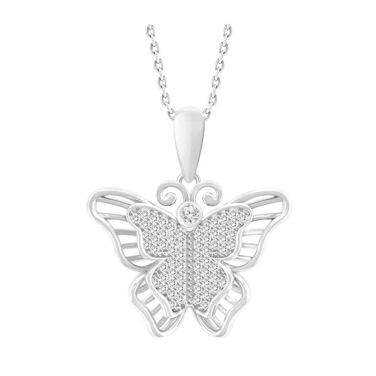 LADIES PENDANT 1/6 CT ROUND DIAMOND 10K WHITE GOLD