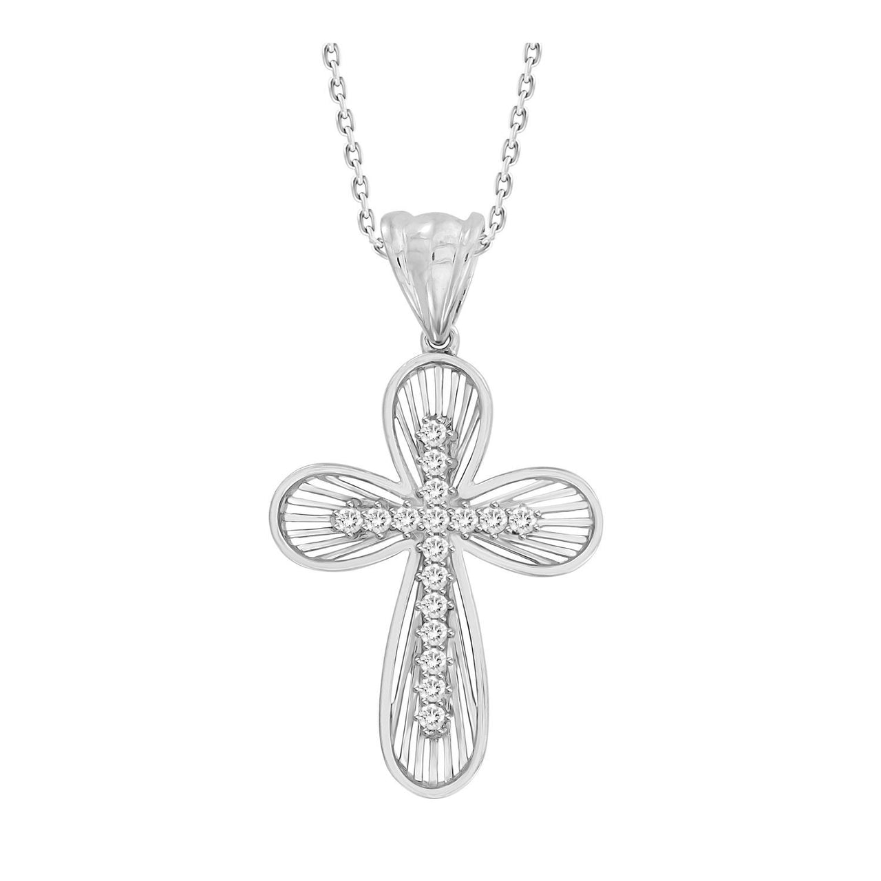 LADIES PENDANT 1/6 CT ROUND DIAMOND 10K WHITE GOLD
