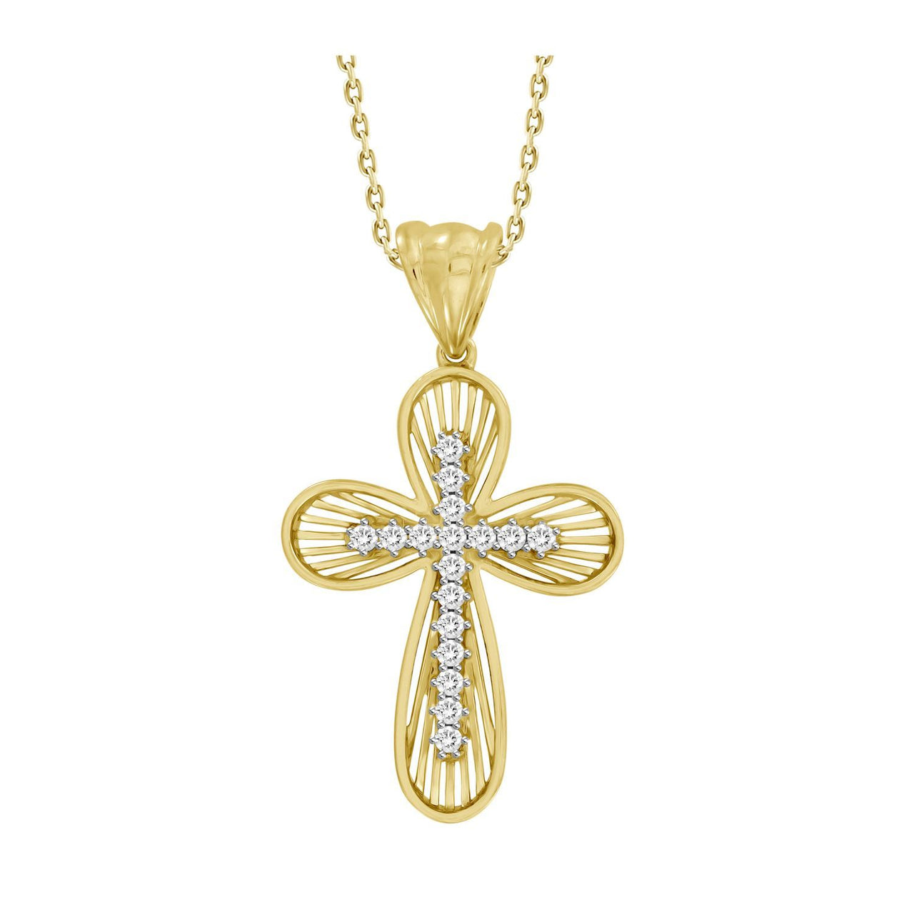 LADIES PENDANT 1/6 CT ROUND DIAMOND 10K YELLOW GOLD