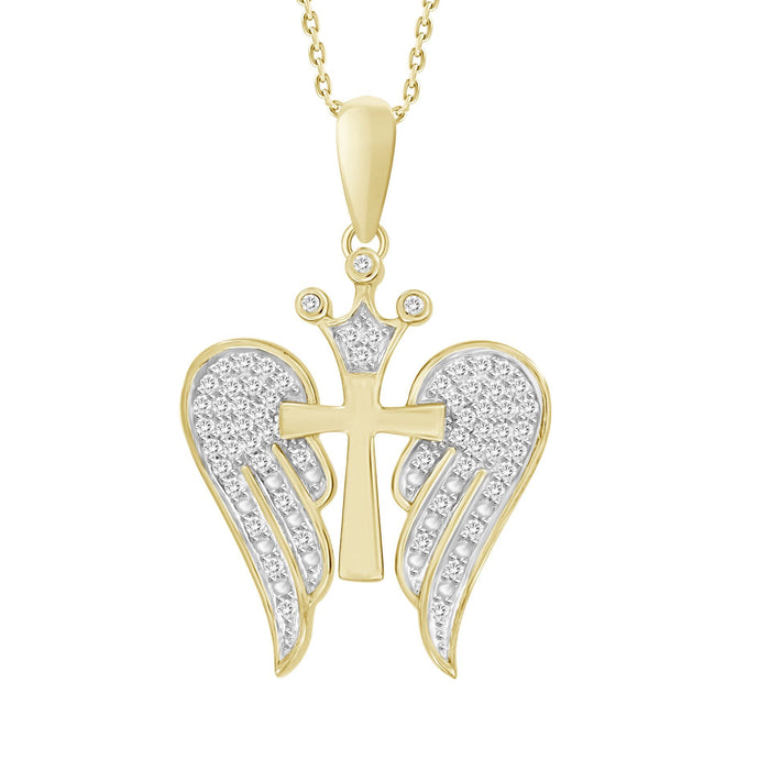 LADIES PENDANT 1/6 CT ROUND DIAMOND 10K YELLOW GOLD