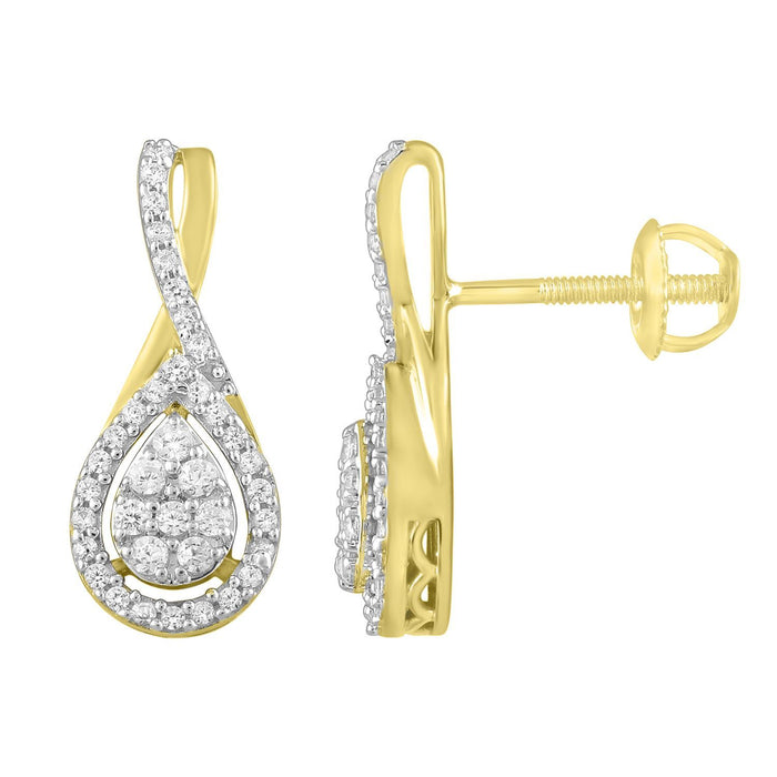 LADIES EARRING 1/3 CT ROUND DIAMOND 10K YELLOW GOLD