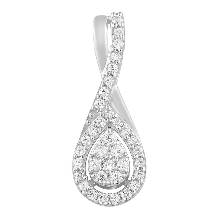 LADIES PENDANT 1/5 CT ROUND DIAMOND 10K WHITE GOLD