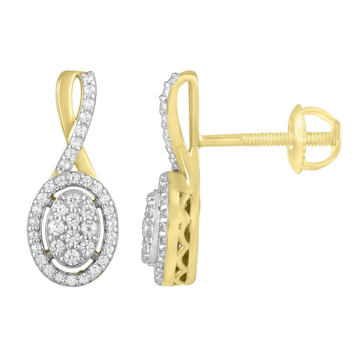 LADIES EARRING 1/3 CT ROUND DIAMOND 10K YELLOW GOLD