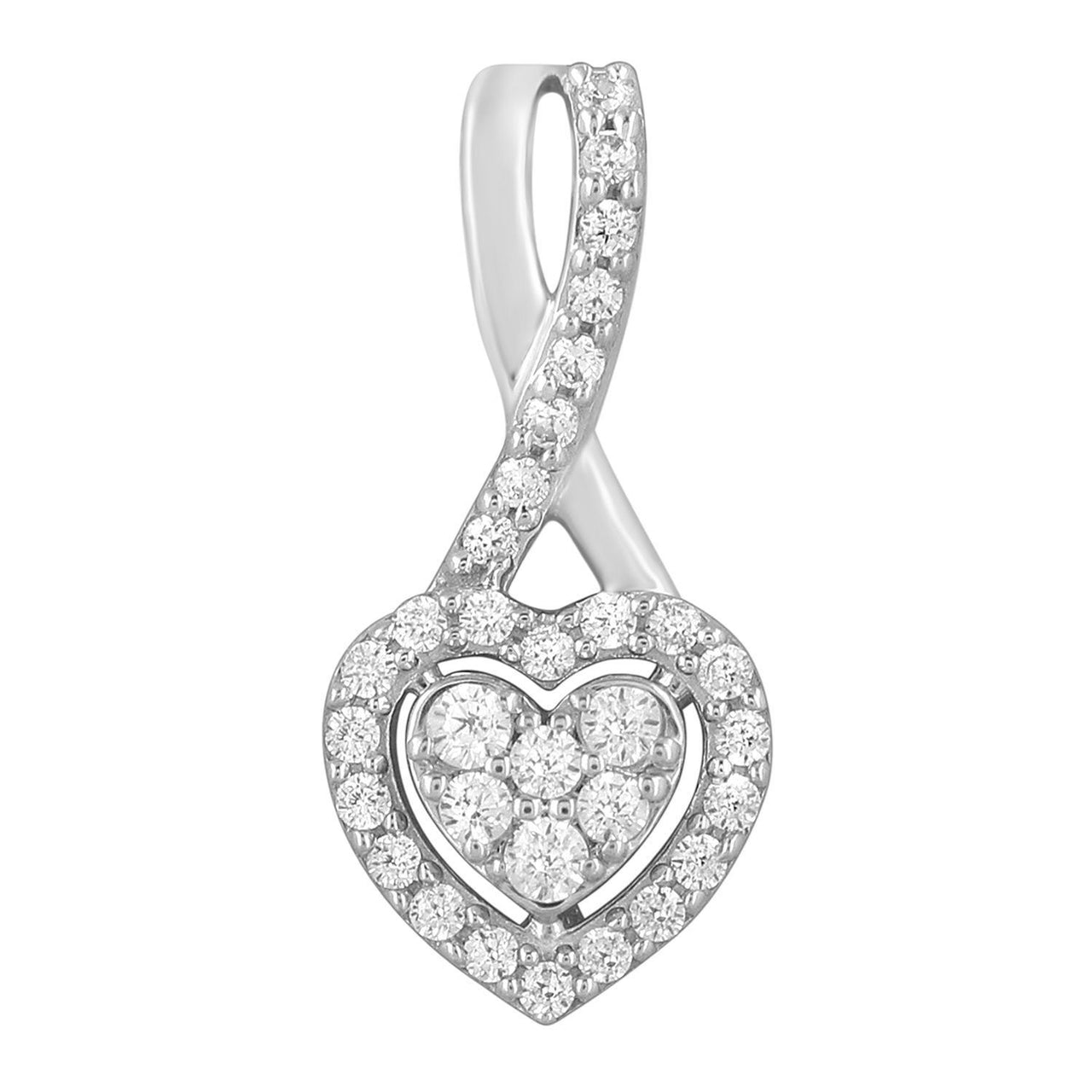 LADIES PENDANT 1/5 CT ROUND DIAMOND 10K WHITE GOLD