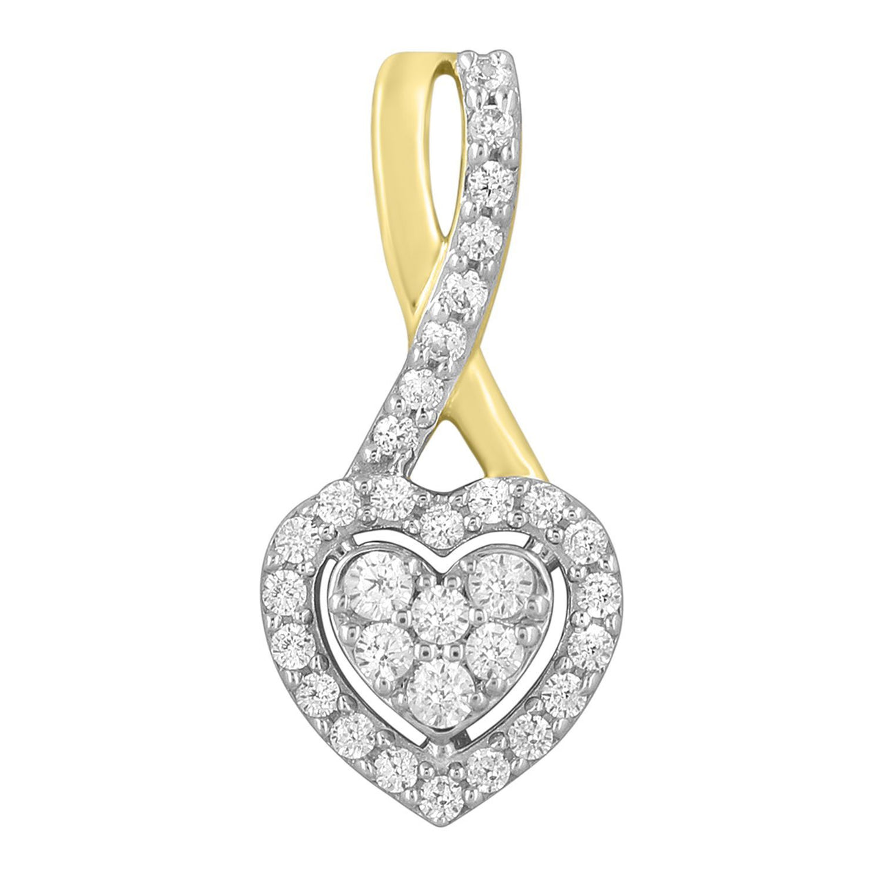 LADIES PENDANT 1/5 CT ROUND DIAMOND 10K YELLOW GOLD