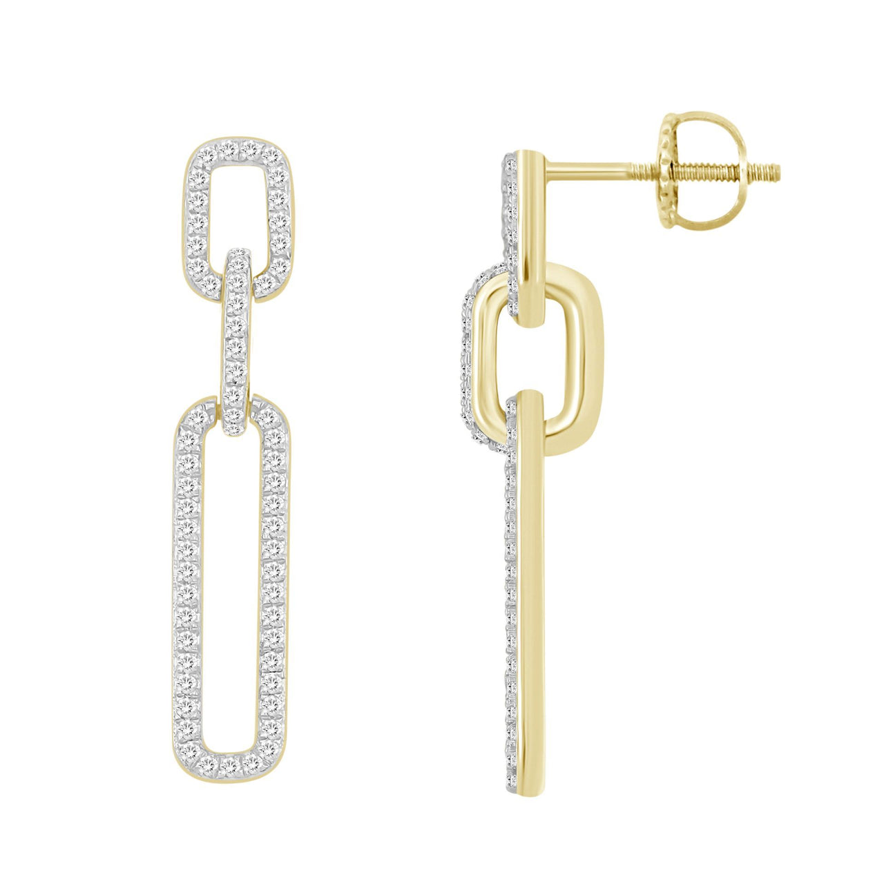 LADIES EARRING 1/4 CT ROUND DIAMOND 10K YELLOW GOLD